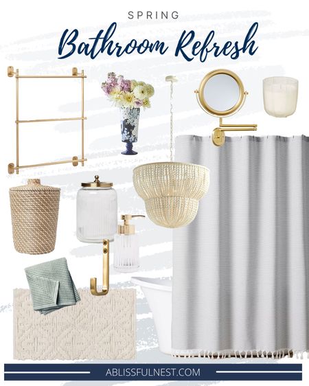 Refresh your bathroom with these spring home decor finds!
Finds included this beaded chandelier, vanity mirror, shower curtain, bath mat, and more!
Pottery Barn, Target, Amazon finds. 


#LTKfindsunder100 #LTKhome #LTKSeasonal