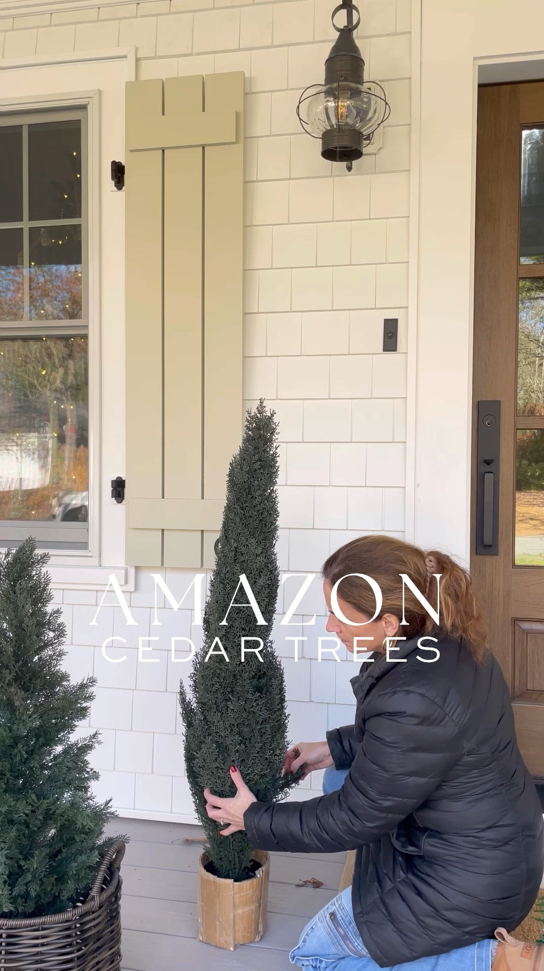 Amazon outdoor finds, cedar trees, front porch decor, outdoor rug 

#LTKVideo #LTKHoliday #LTKHome