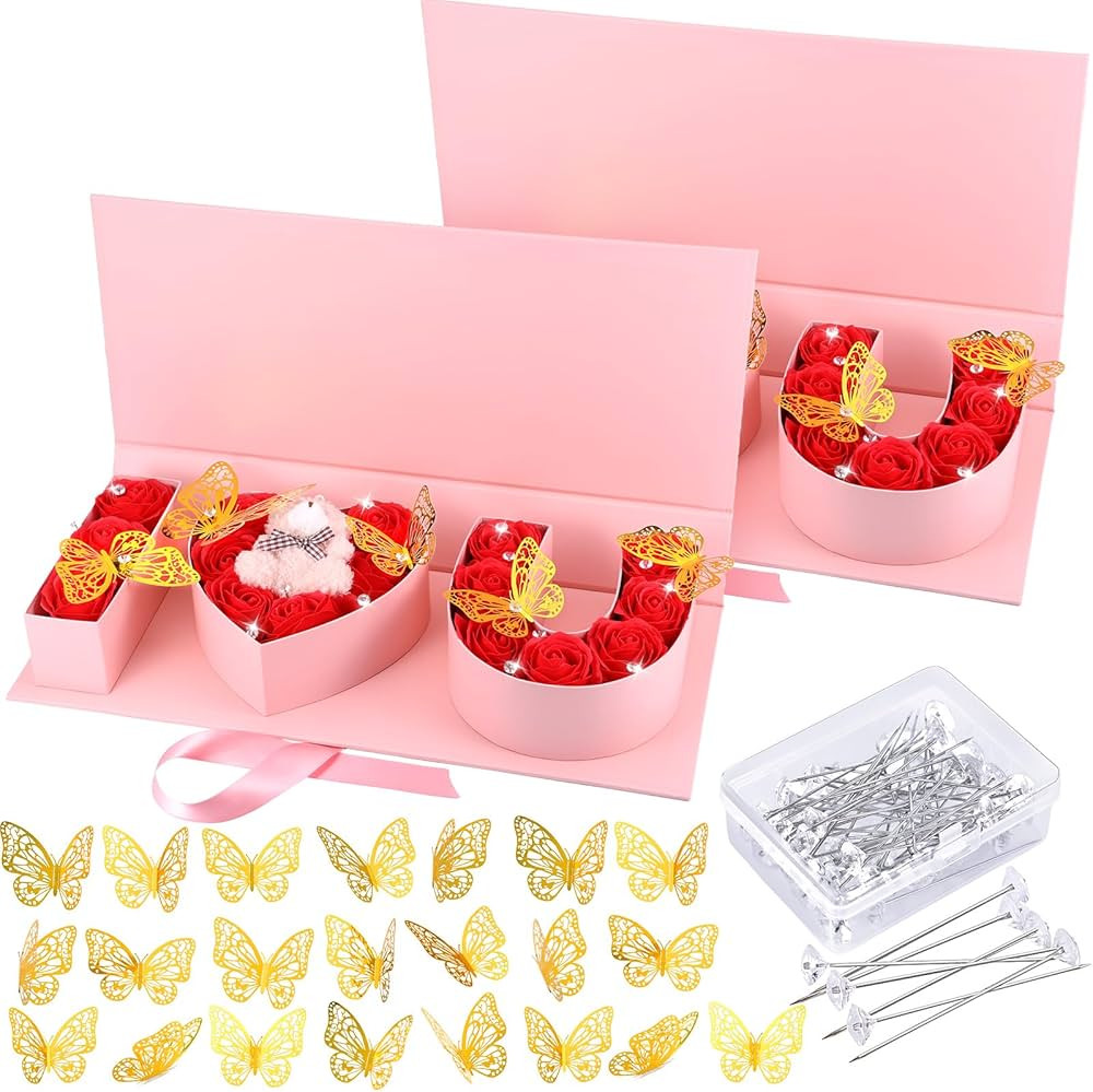 2 Pcs I Love You Box Empty Fillable Flower Box Valentines Day Letter Shaped Box I Heart U Gift Bo... | Amazon (US)