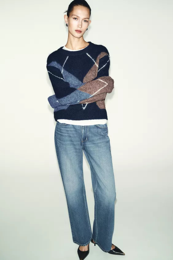 ARGYLE KNIT JUMPER | Zara UK