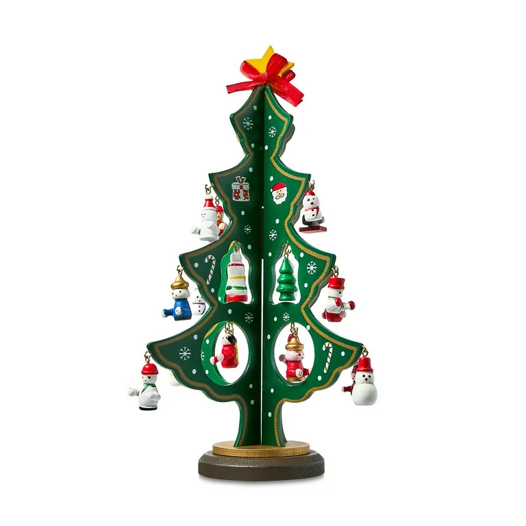 Mini Wooden Christmas Tree Set, 9 in, by Holiday Time - Walmart.com | Walmart (US)