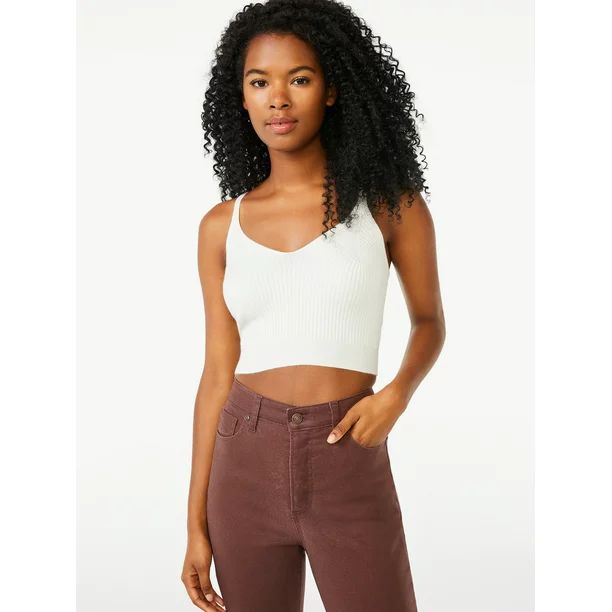 Scoop Women's Ribbed Bralette Sweater - Walmart.com | Walmart (US)