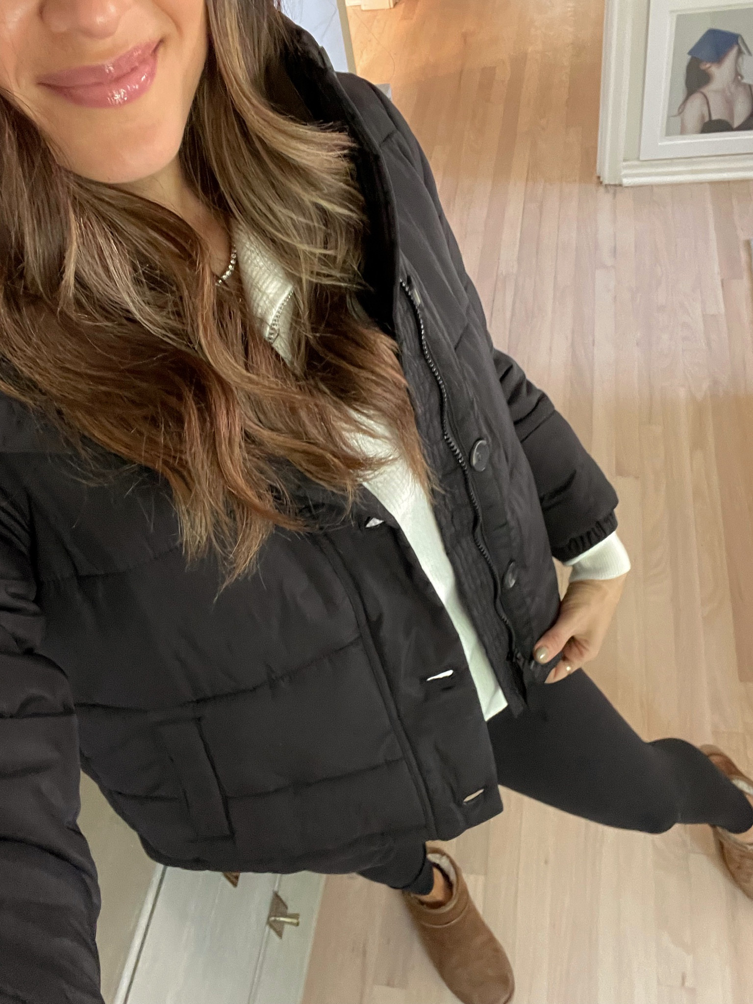 Affordable Fall Outfit thanks to Walmart! Wearing a size S in puffer jacket (comes in 8 other colors & is under $60. My sweater is an Amazon find & is perfect with leggings! Everything fits TTS // Walmart find, Walmart fashion, Walmart style, Walmart finds, Walmart fall outfit, fall style, fall trends, fall outfits, Walmart fashion finds, Walmart fall fashion