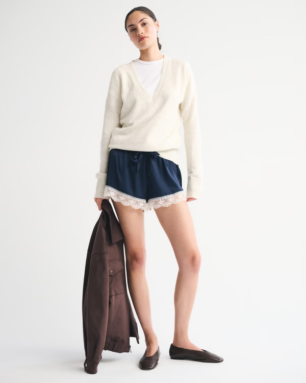 Merino Wool-Blend Plunge Sweater | Abercrombie & Fitch (US)