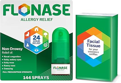 Flonase Allergy Relief Nasal Spray, 24-Hour Non-Drowsy Multi-Symptom Relief 144 Sprays, Bonus Pac... | Amazon (US)