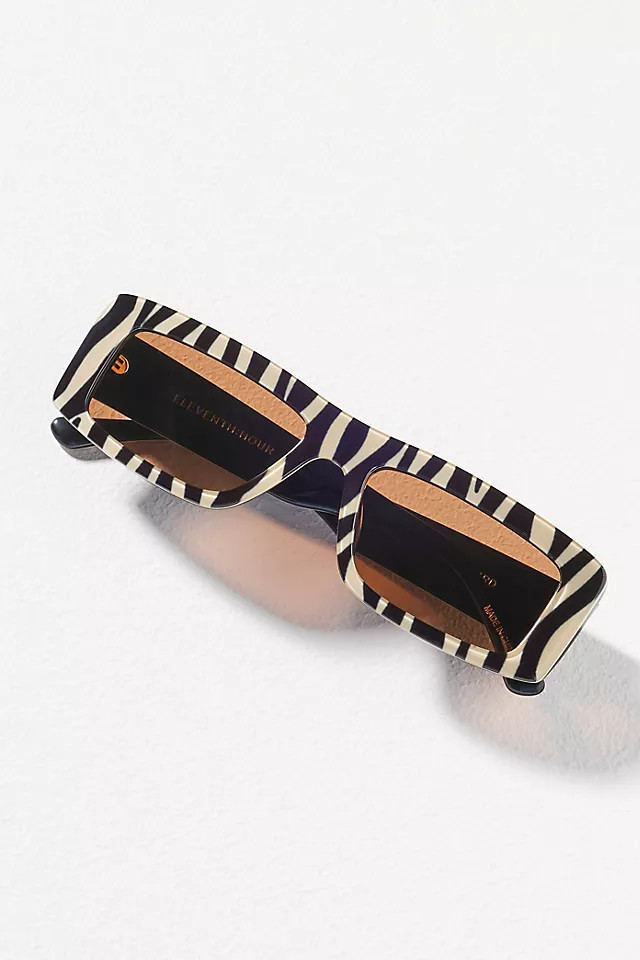 Eleventh Hour Slim Rectangle Patterned Sunglasses | Anthropologie (US)