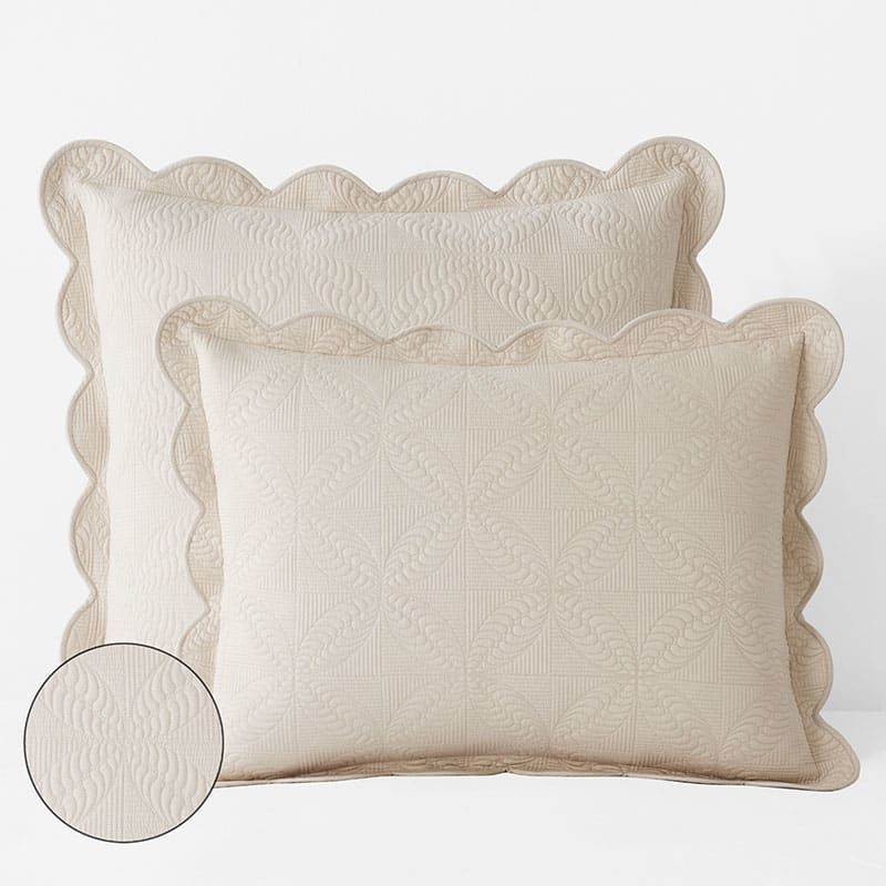 Scallop Lightweight Quilted Sham - Tan, Euro | The Company Store
