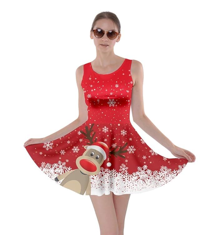CowCow Womens Christmas Ornaments Santa Snow Winter Deer Skater Dress, XS-5XL | Amazon (US)
