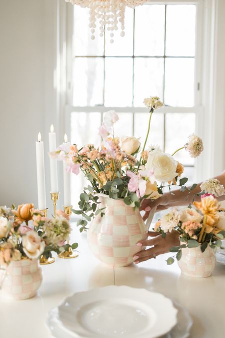 Spring tables setting with McKenzie-Childs Rosy Check collection, spring and summer hosting with fresh flowers. How to style a summer table. Mothers Day hosting and gifts.

#LTKGiftGuide #LTKhome