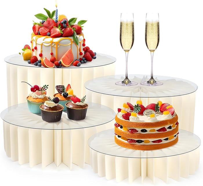 Buffet Risers Food Risers for Buffet Table Acrylic Risers Display Stands Tall Cake Stands Cylinder Stands for Party Pedestal Cake Stand Dessert Table Display Set Cupcake Stands Cupcake Display White Dessert Stands Collectibles Display | Amazon (US)