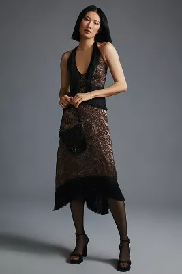 By Anthropologie Fringed Velvet Halter Dress | Anthropologie (US)