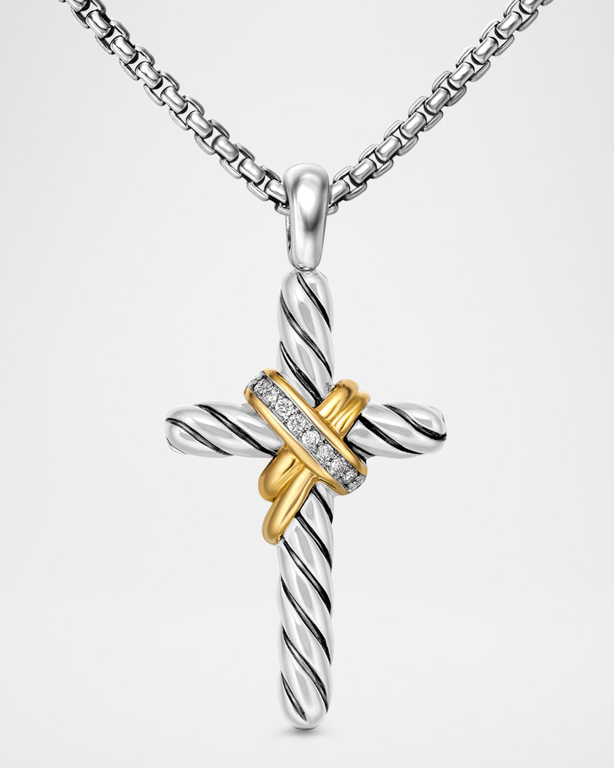 X Cross Necklace in Silver with Diamonds and 14K Gold | Neiman Marcus