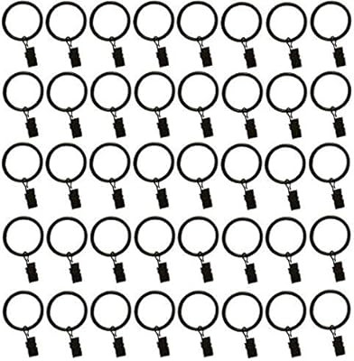 TEJATAN - 2 Inch - Set of 40 - Metal Curtain Rings with Clips and Eyelets (Also Known as Rings wi... | Amazon (US)