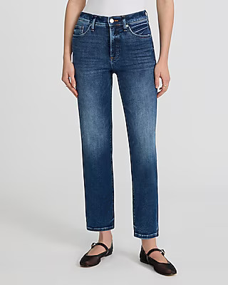 High Waisted Medium Wash Straight Ankle Jeans | Express