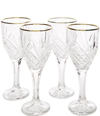 Dublin 4-Piece Gold-Rimmed Handcrafted Crystal Goblet Set | Dillard's