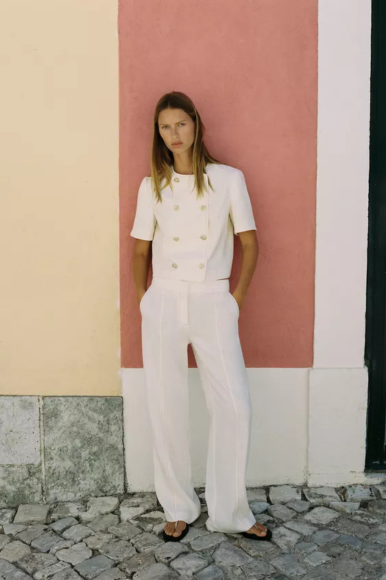 STRAIGHT LINEN PANTS WITH CONTRAST STITCHING | Zara US