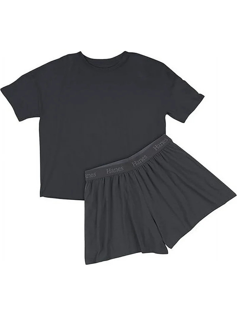 Hanes Women's Originals SuperSoft Comfywear Lounge Boxy T-Shirt & Sleep Shorts Set | Walmart (US)
