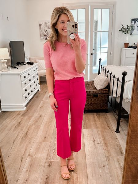 Spring work outfit idea🌸
Sweater- xs (tts)
Pants- 0P (run small, size up if in between sizes)
spring outfit/ work outfit/ workwear/ pink pants 

#LTKworkwear #LTKsalealert #LTKSeasonal