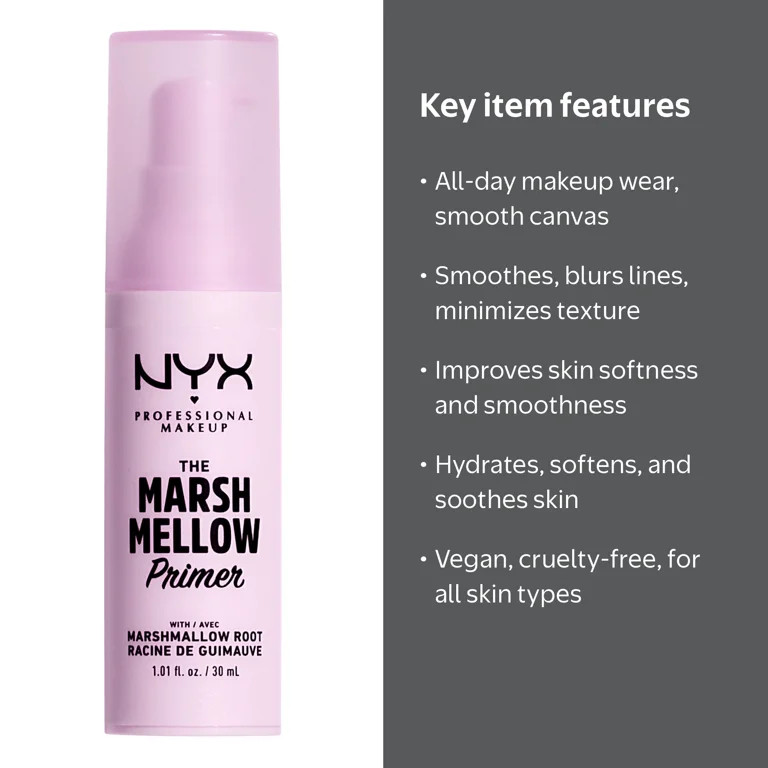 NYX Professional Makeup Marshmellow Smoothing Face Primer, 1.01 fl oz | Walmart (US)