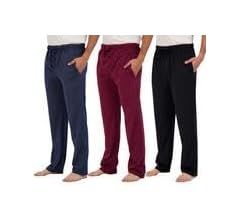 Real Essentials 3 Pack: Men's Pajama Pants - Knit Cotton Flannel Plaid Lounge Bottoms- Button Fly... | Amazon (US)
