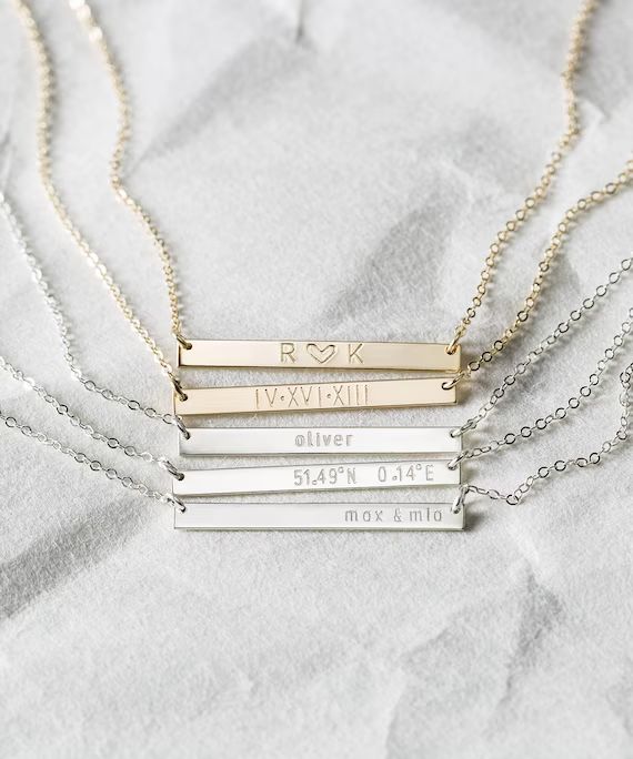 Personalized Gift for Sisters, Mothers, Daughters, Friends... Custom Name Bar Necklace - LN130_30 | Etsy (US)