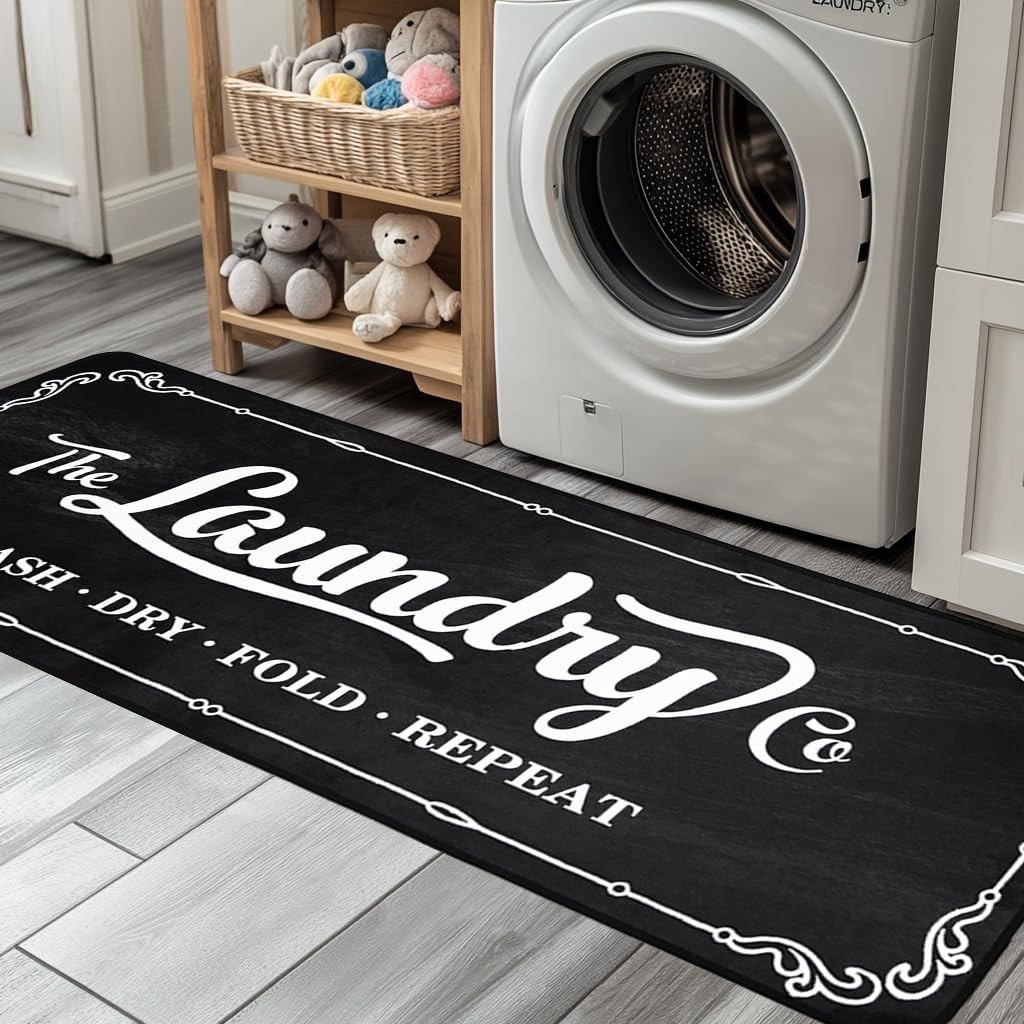 Laundry Room Rug Runner 20"X49" TPR Non Slip Farmhouse Laundry Rugs for Laundry Room Decor Washab... | Amazon (US)