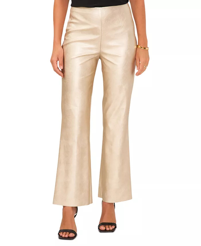 Women's Pull-On Metallic Faux-Leather Flare Pants | Macy's