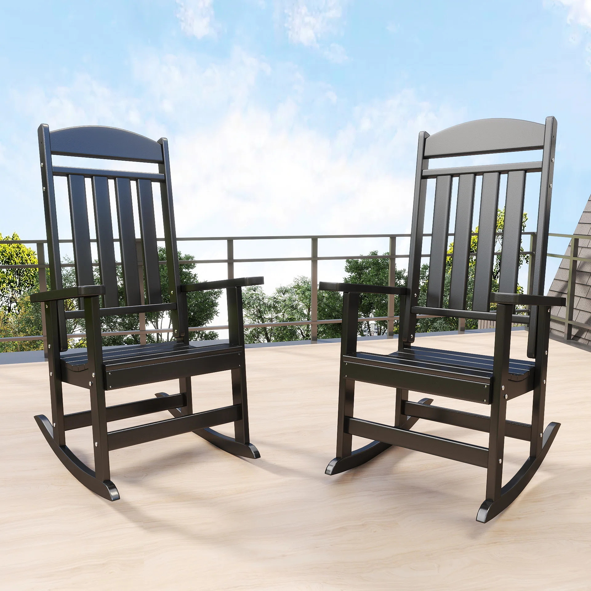 Oxing HDPE Outdoor Rocking Chair (Set of 2) | Wayfair North America