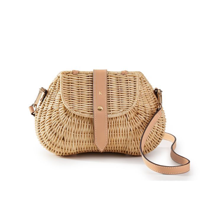 Wicker and Leather Crossbody, Natural | Mark and Graham