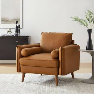 Revive Faux Leather Accent Armchair in Tan | The Home Depot