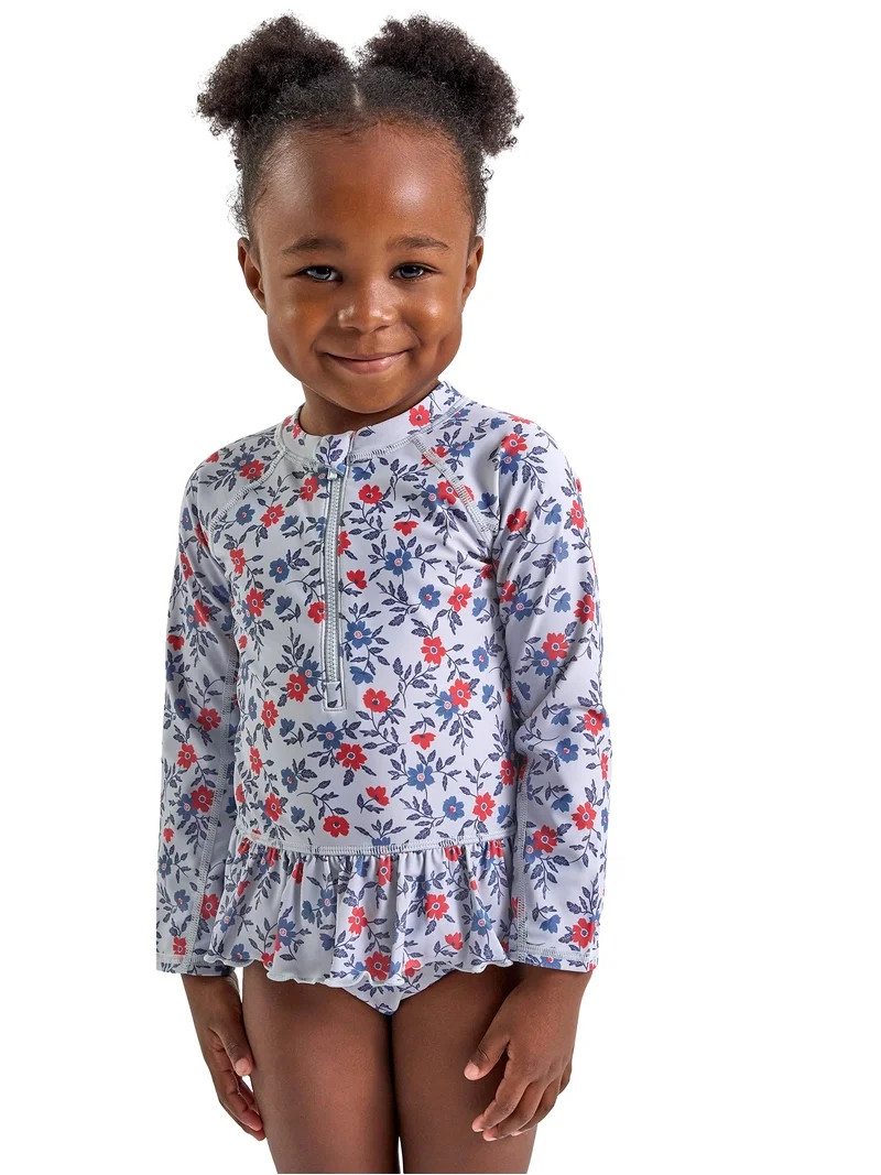 Modern Moments by Gerber Baby and Toddler Girl Rash Guard with Ruffles, Sizes 0/3M-5T | Walmart (US)