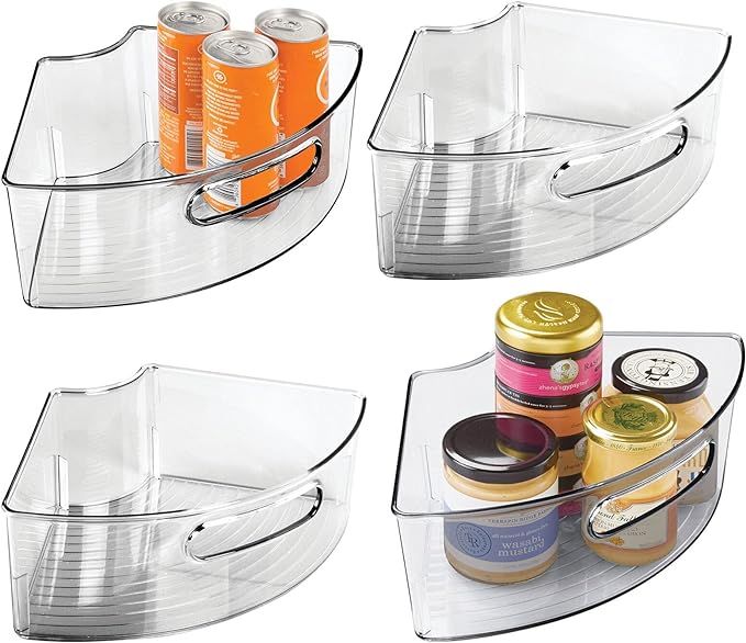 mDesign Deep Plastic Kitchen Cabinet Lazy Susan Storage Organizer Bin with Front Handle - Small P... | Amazon (US)