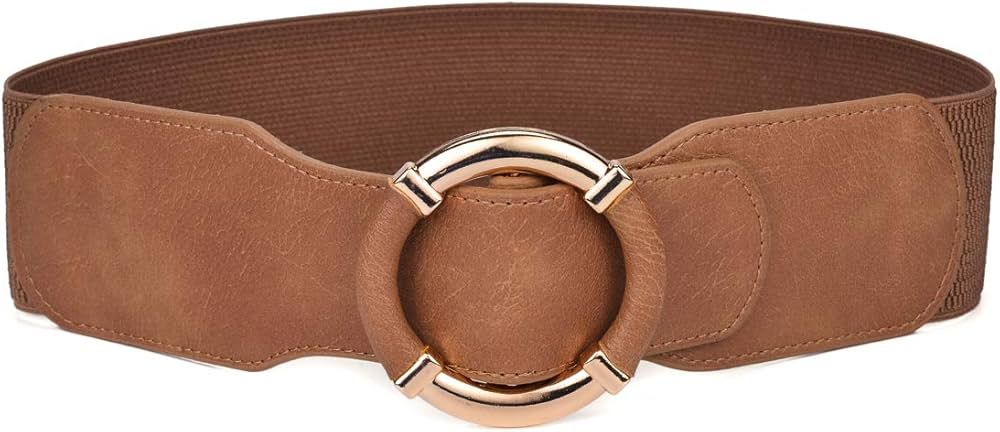 Beltox Women Elastic Belt Dress Stretchy Wide Waist Vintage Thick Cinch PU Leather | Amazon (US)