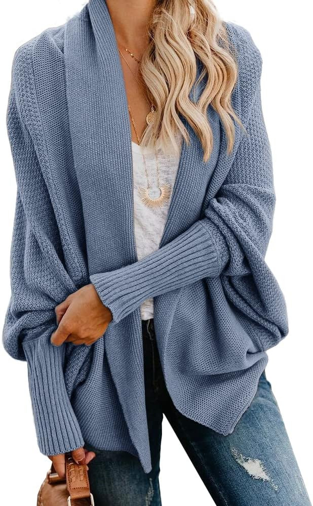 Imily Bela Women's Kimono Batwing Cable Knitted Slouchy Oversized Wrap Cardigan Sweater | Amazon (US)
