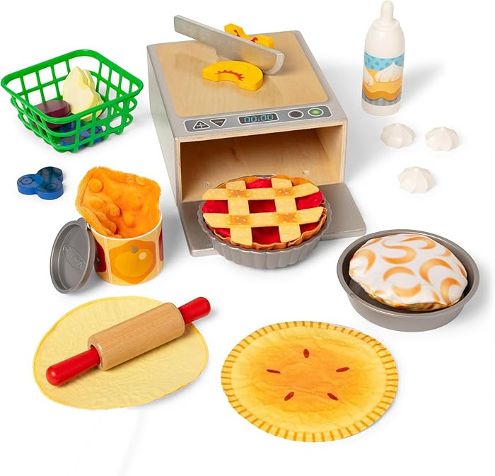 Melissa & Doug Make and Bake Pies Pretend Play Food Set and Wooden Oven with Squishy Dough for Ag... | Amazon (US)
