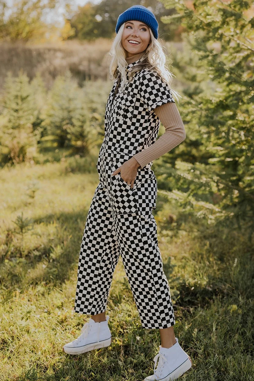 Far Out Check Jumpsuit | Roolee