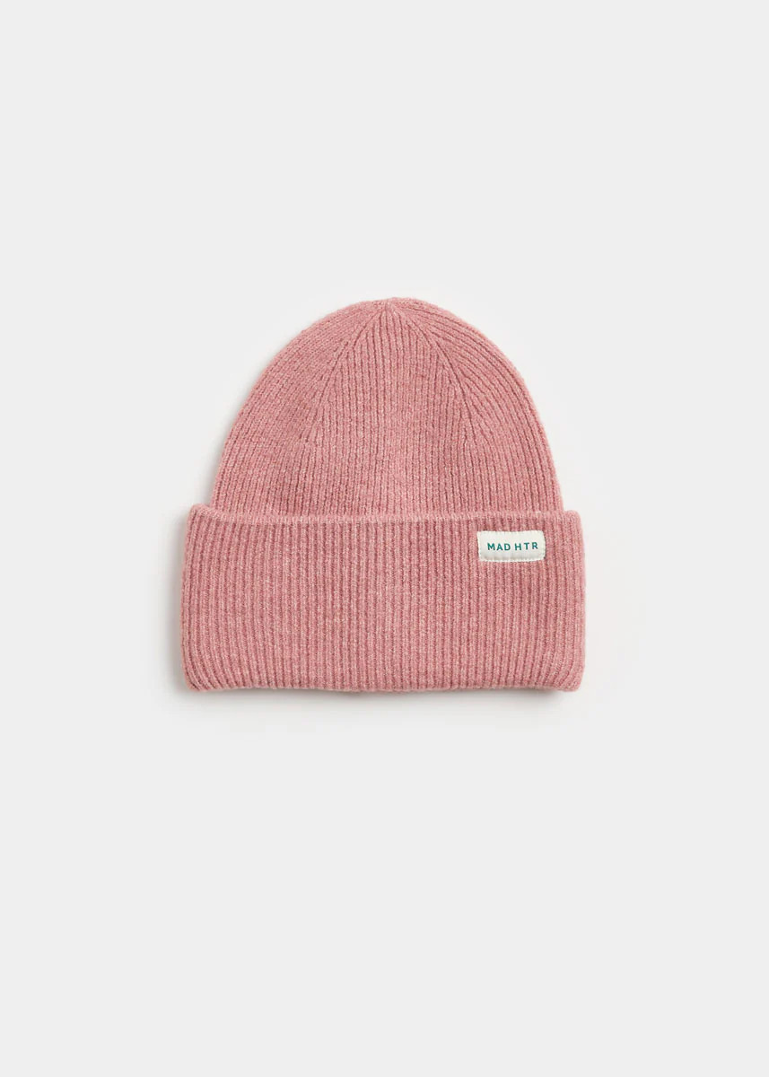 Adult Mad Hatter Ribbed Knit Beanie - Heather Pink | Alice & Wonder