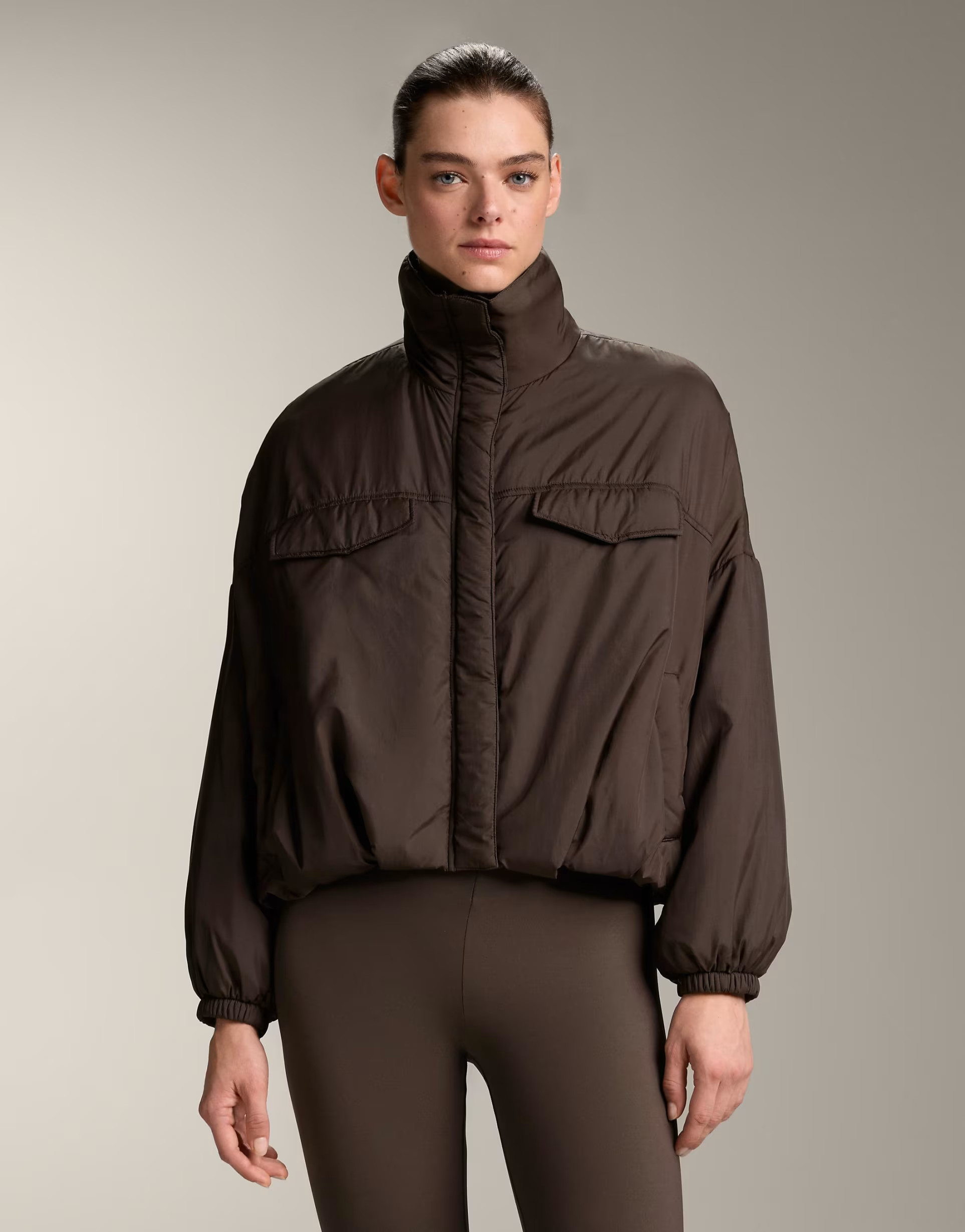 OYSHO Water-repellent fellex® aerogel balloon jacket in brown | ASOS (Global)