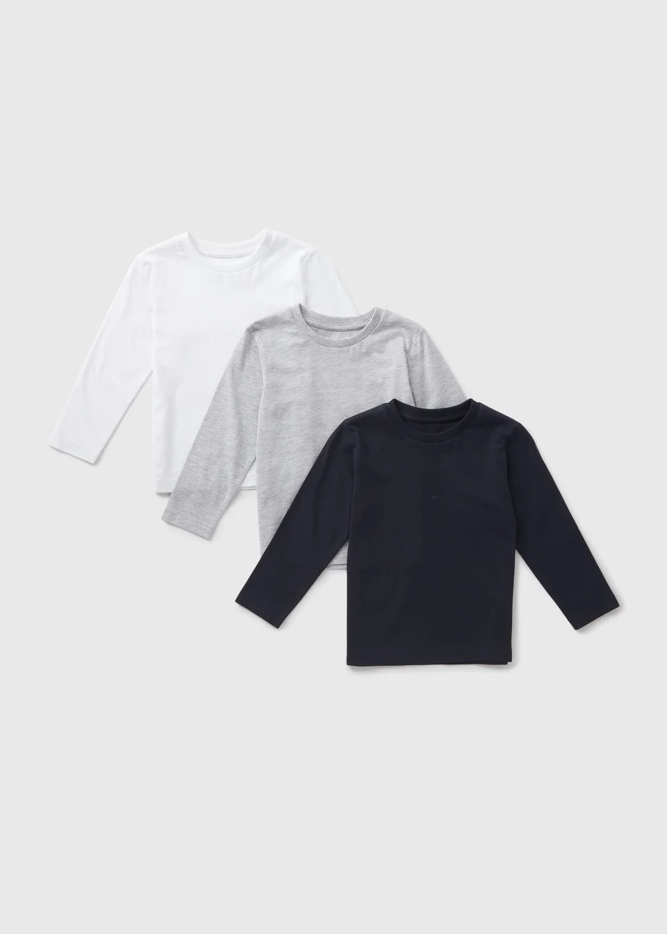3 Pack Boys Monochrome Long Sleeve T-Shirts (1-7yrs) | Matalan (UK)