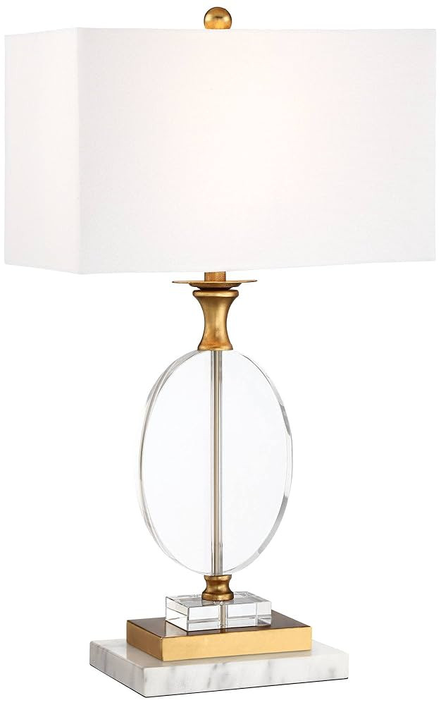 Vienna Full Spectrum Valerie Modern Table Lamp with White Marble Riser 28" Tall Clear Crystal Gla... | Amazon (US)