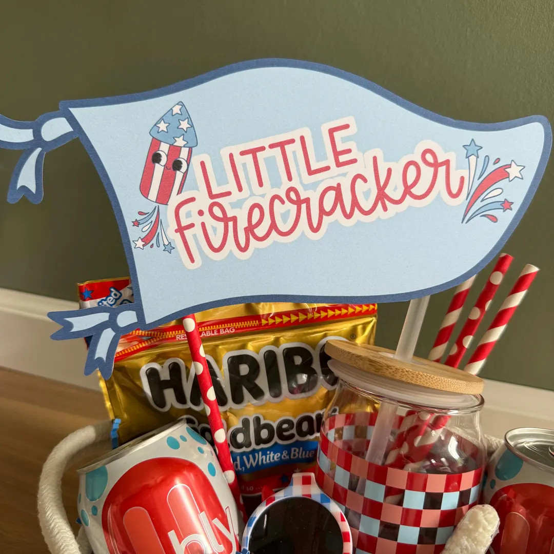 Little Firecracker Pennant – Red White & Blue Printable, 4th of July Baby Photo Prop, Patriotic... | Etsy (US)