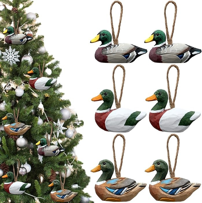 6 Pcs Mallard Duck Ornaments for Christmas Tree Wood Hanging Figurine Mallard Duck Decor Wooden D... | Amazon (US)