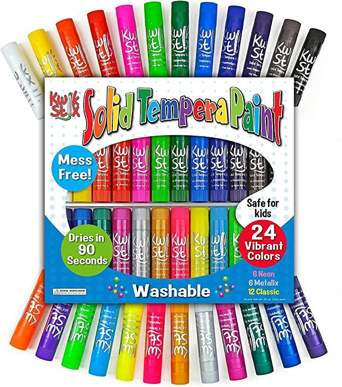 The Pencil Grip Kwik Stix Solid Tempera Paint Pens, Assorted Vibrant Colors, Classic, Metallic & ... | Amazon (US)