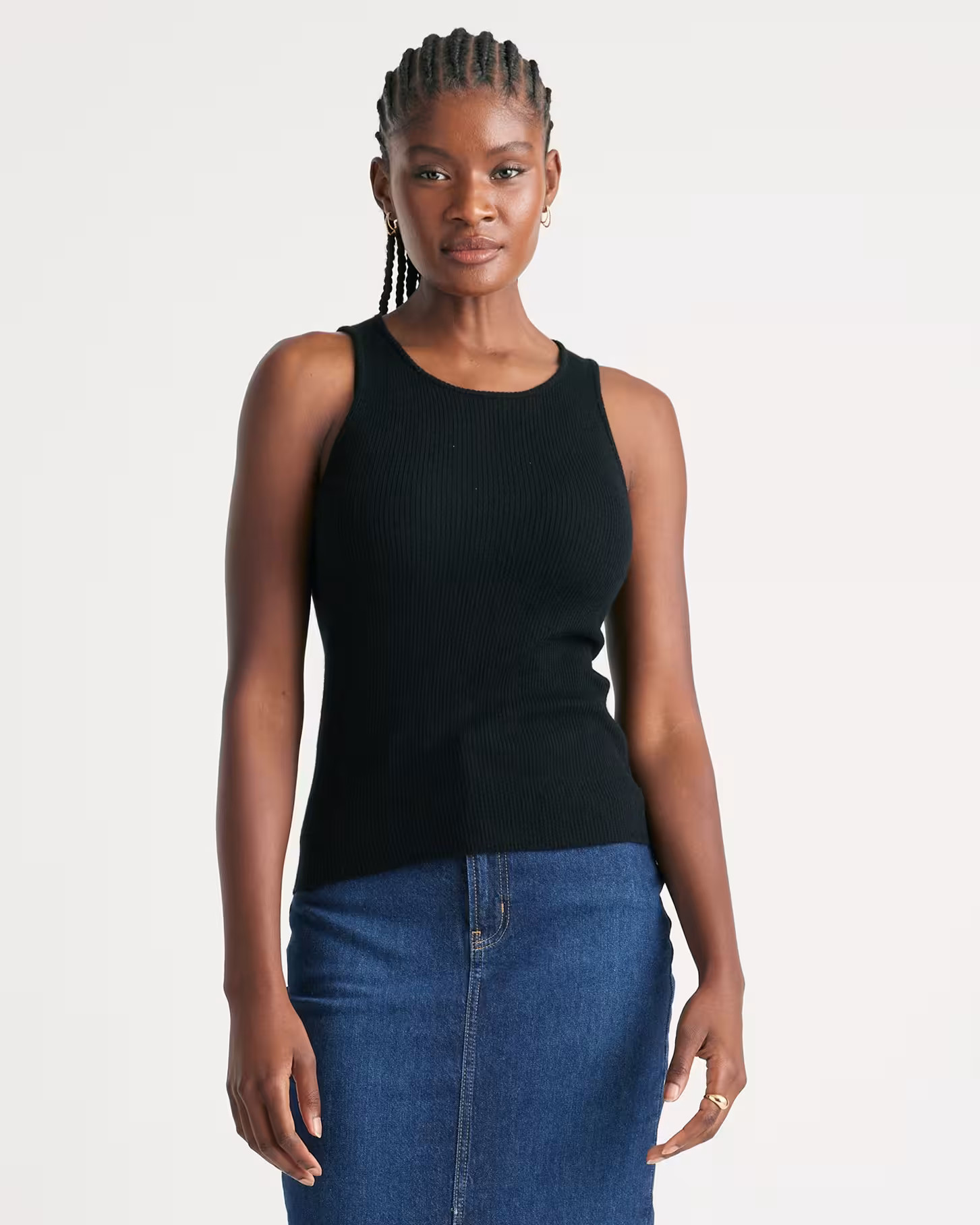 Featherweight Cashmere Ribbed Tank in Black | Quince