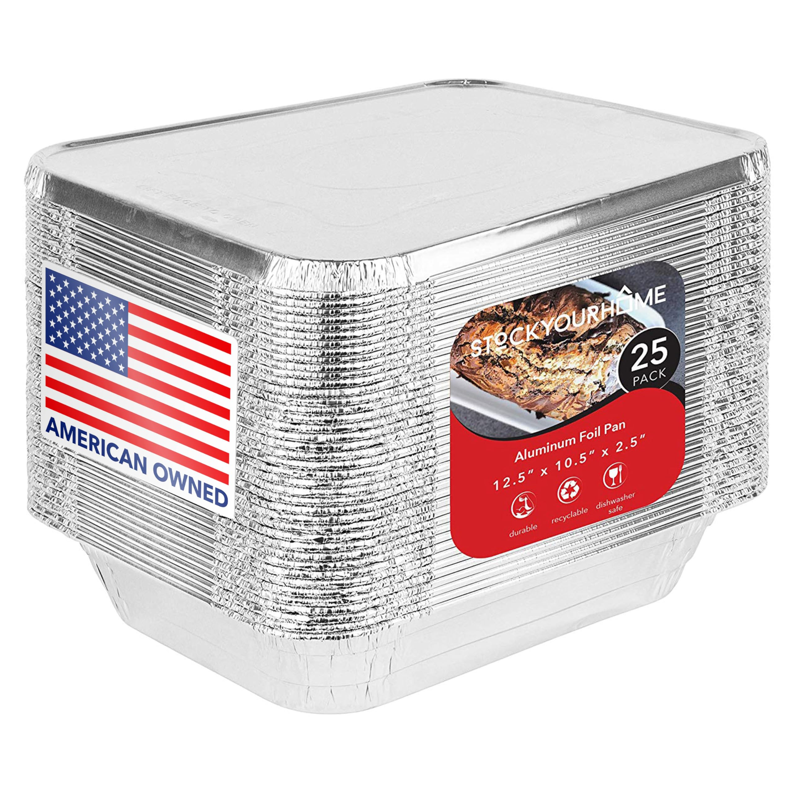 Foil Pans with Lids - 9x13 Aluminum Pans with Covers - 25 Foil Pans and 25 Foil Lids - Disposable... | Amazon (US)