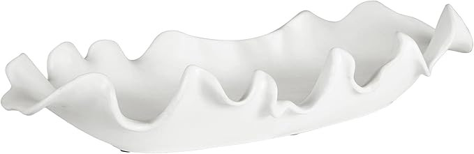 Uttermost Ruffled 24" Wide Matte White Glaze Ceramic Feather Bowl | Amazon (US)