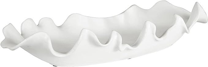 Ruffled 24" Wide Matte White Glaze Ceramic Feather Bowl | Amazon (US)