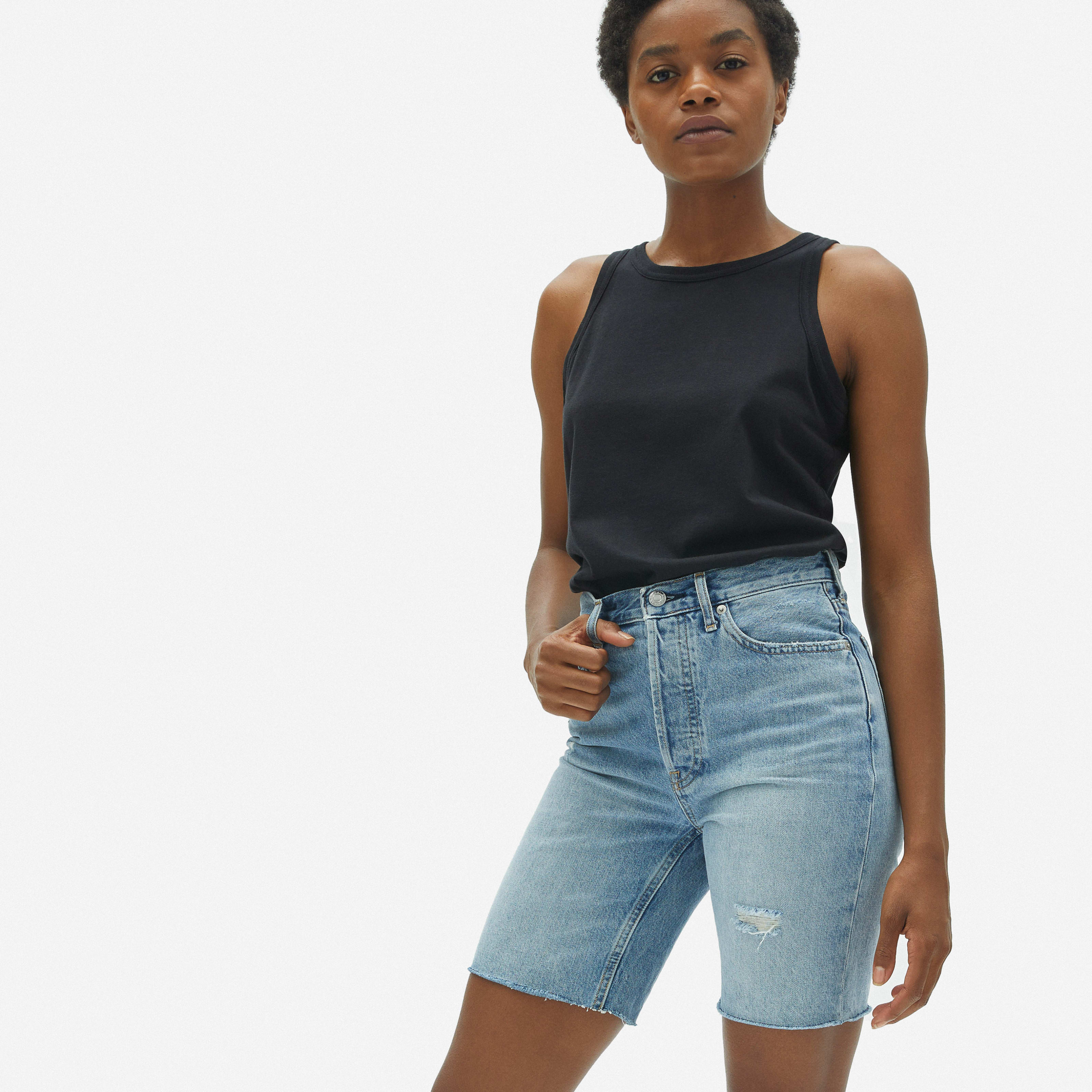 Women's '90s Cheeky Denim Short by Everlane in Distressed Indigo, Size 23 | Everlane