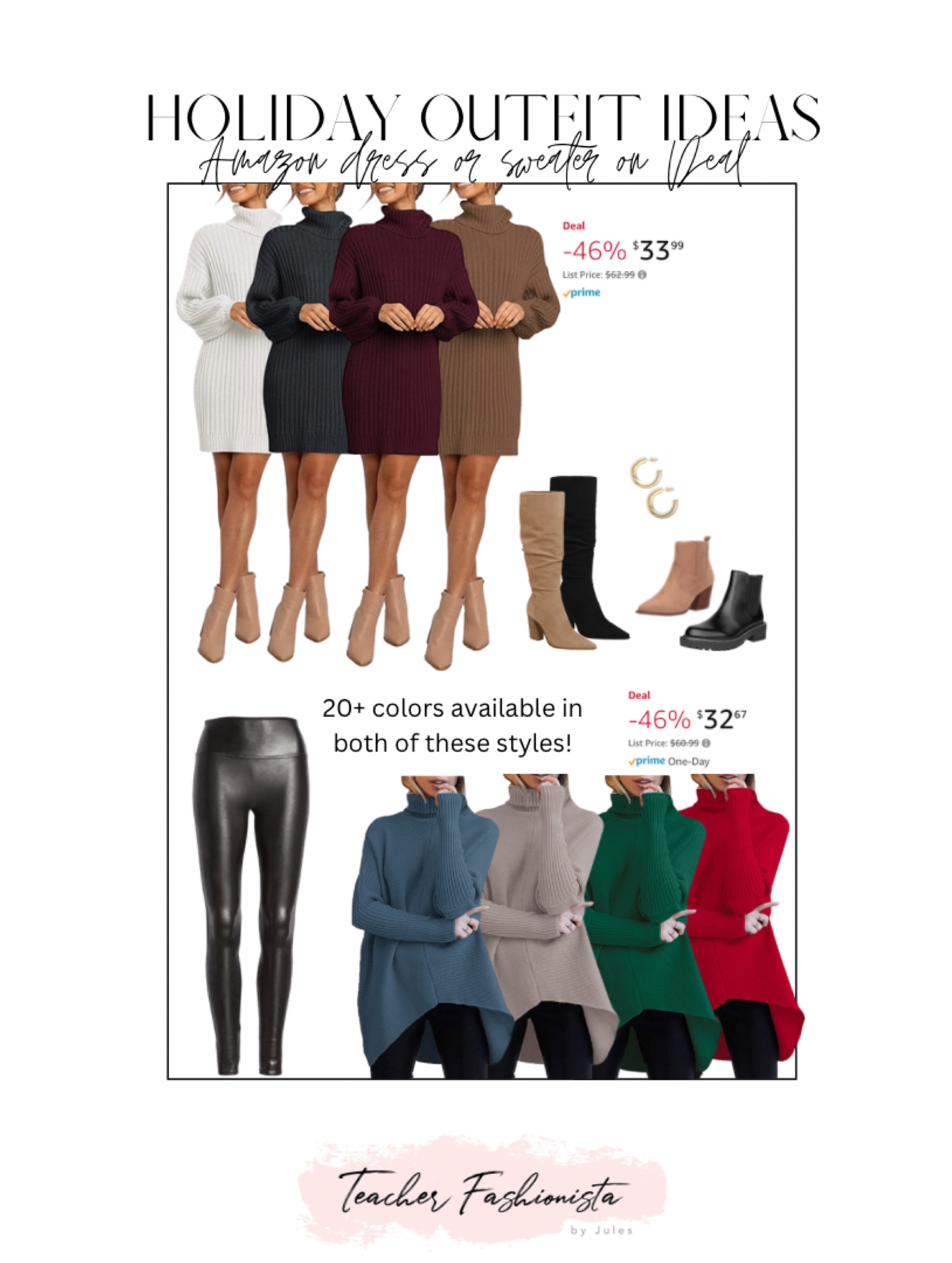 This Amazon sweater and dress are on deal today! They’d make beautiful holiday outfits! 🎄

• Christmas dress • Christmas sweater • faux leather leggings • boots • knee high boots • booties • sweater dress • Amazon prime • Prime deal •

#LTKHoliday #LTKsalealert #LTKunder50