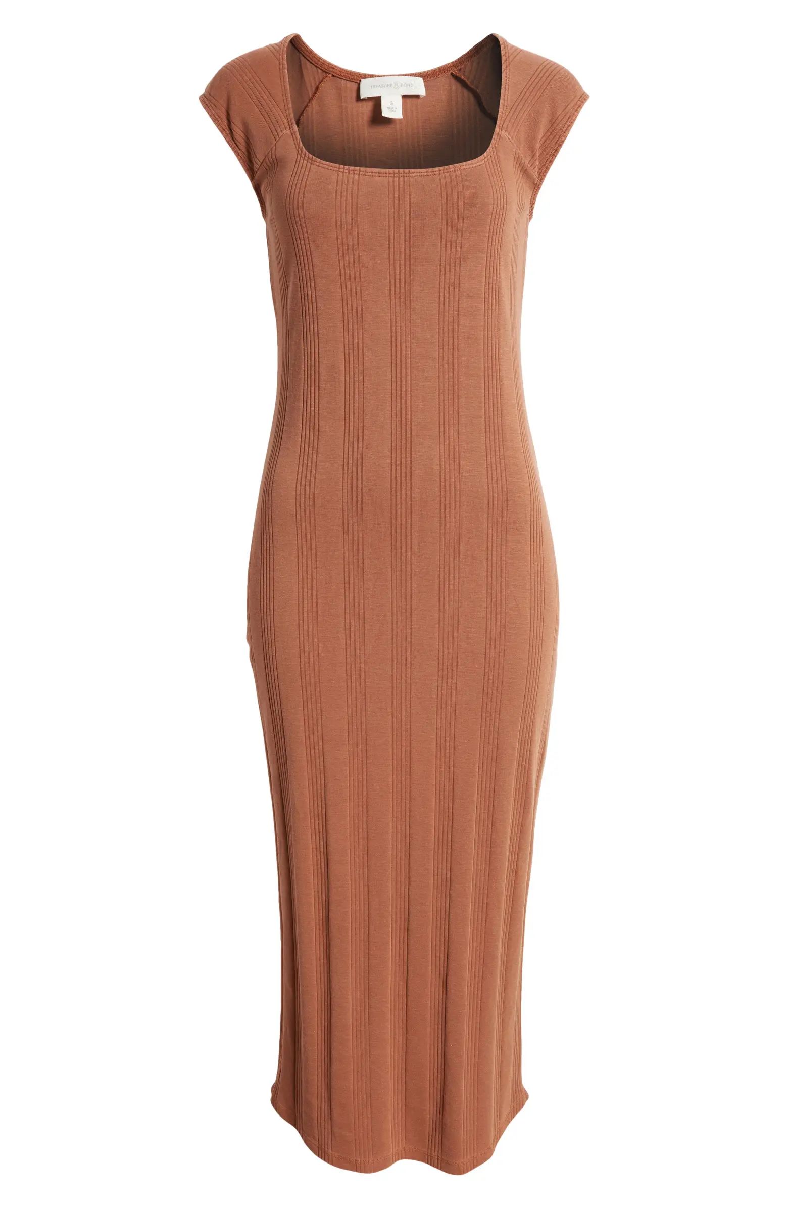 Rib Square Neck Midi Dress | Nordstrom